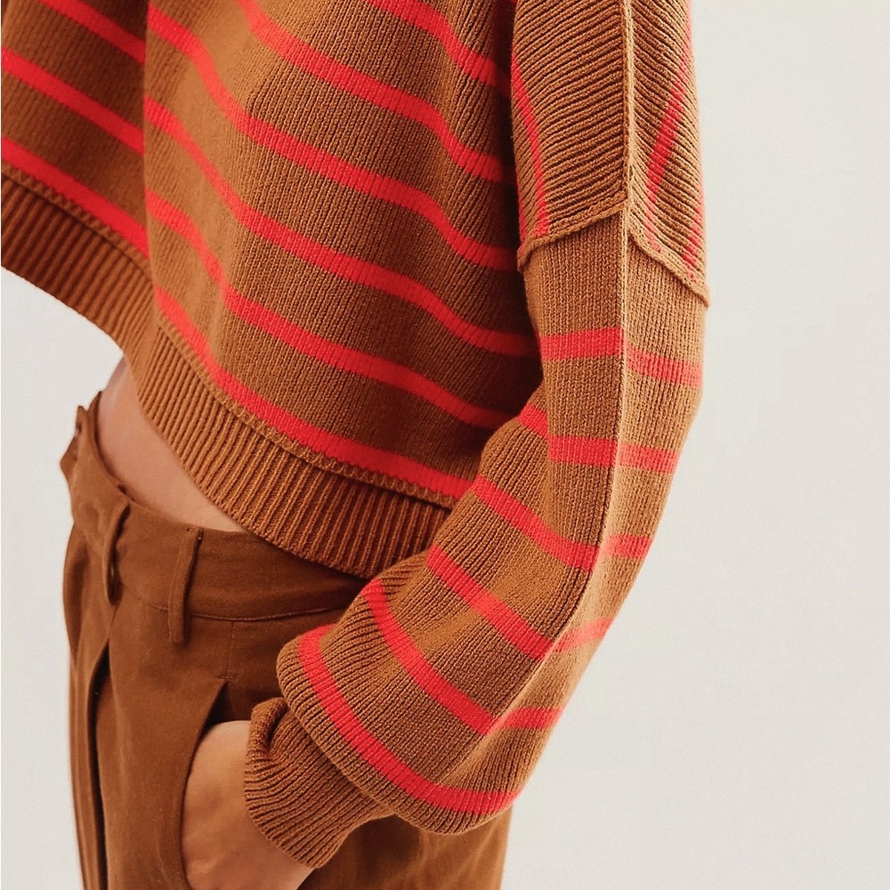 Easy Street Stripe Crop Pullover - Picture 3 of 4
